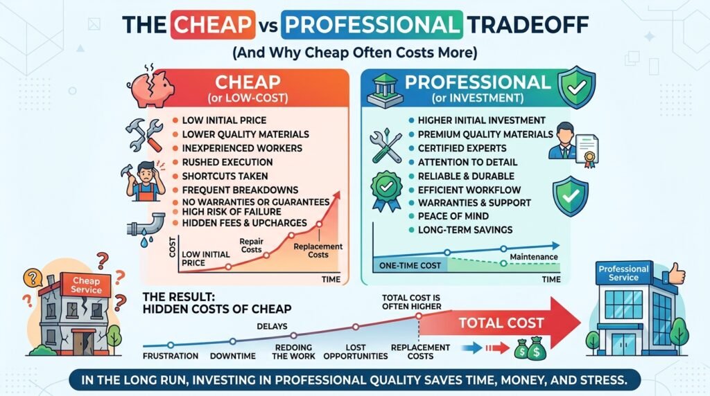 The Cheap vs Professional Tradeoff (And Why Cheap Often Costs More)