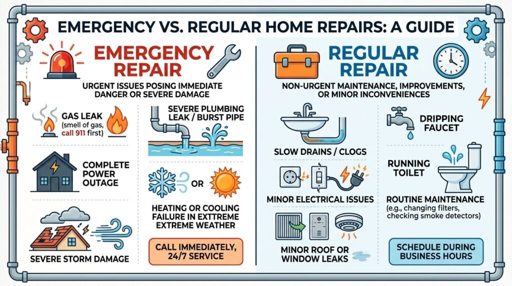 Emergency Vs Regular home Repairs